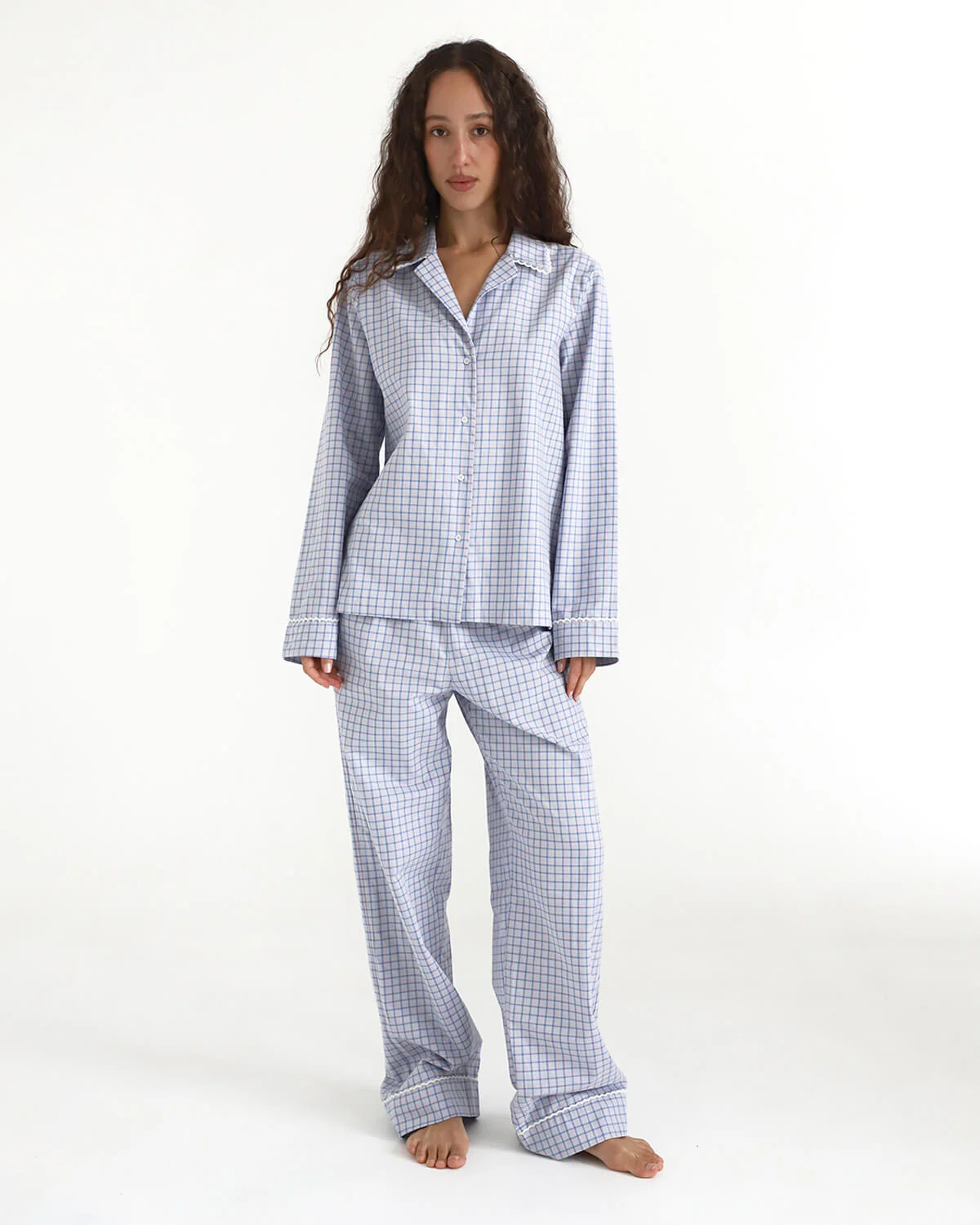 The Pajama Shirt: French Poplin Blue Check - Image 4